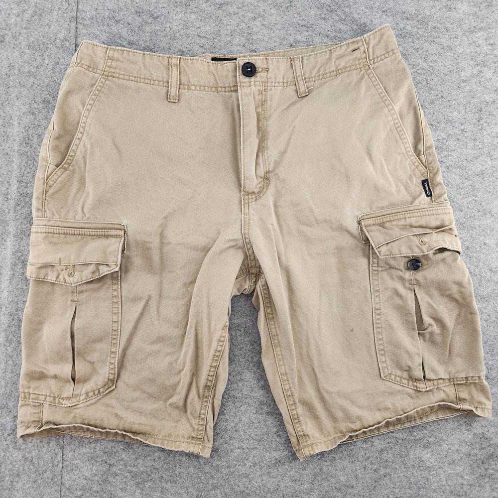 O'Neill Mens Tan Cargo Shorts Standard Fit Size 32 Cotton Utility Casual Summer